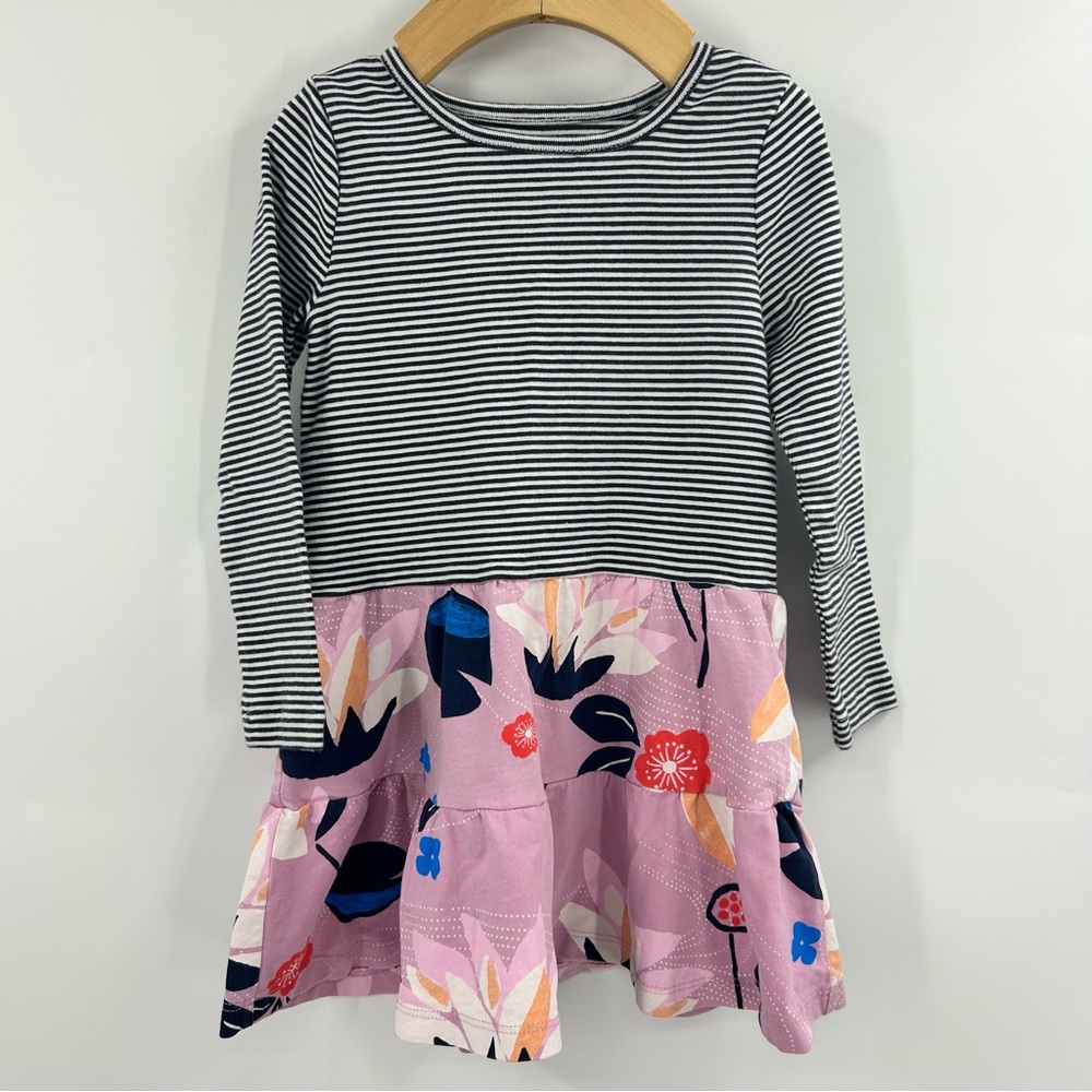 Tea Collection Tiered Skirted Twirl Dress Kimono Floral 3T